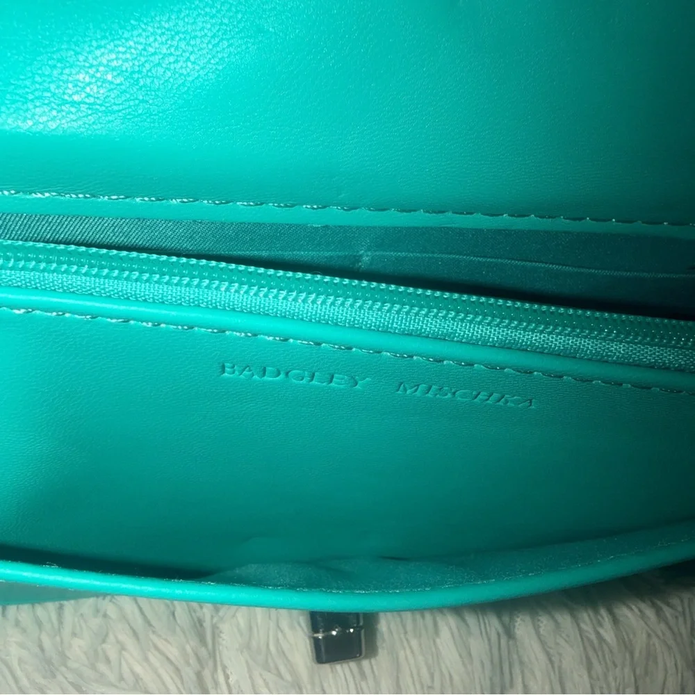 Badgley Mischka Small Chevron Quilted Crossbody Bag In Green Teal - NWT